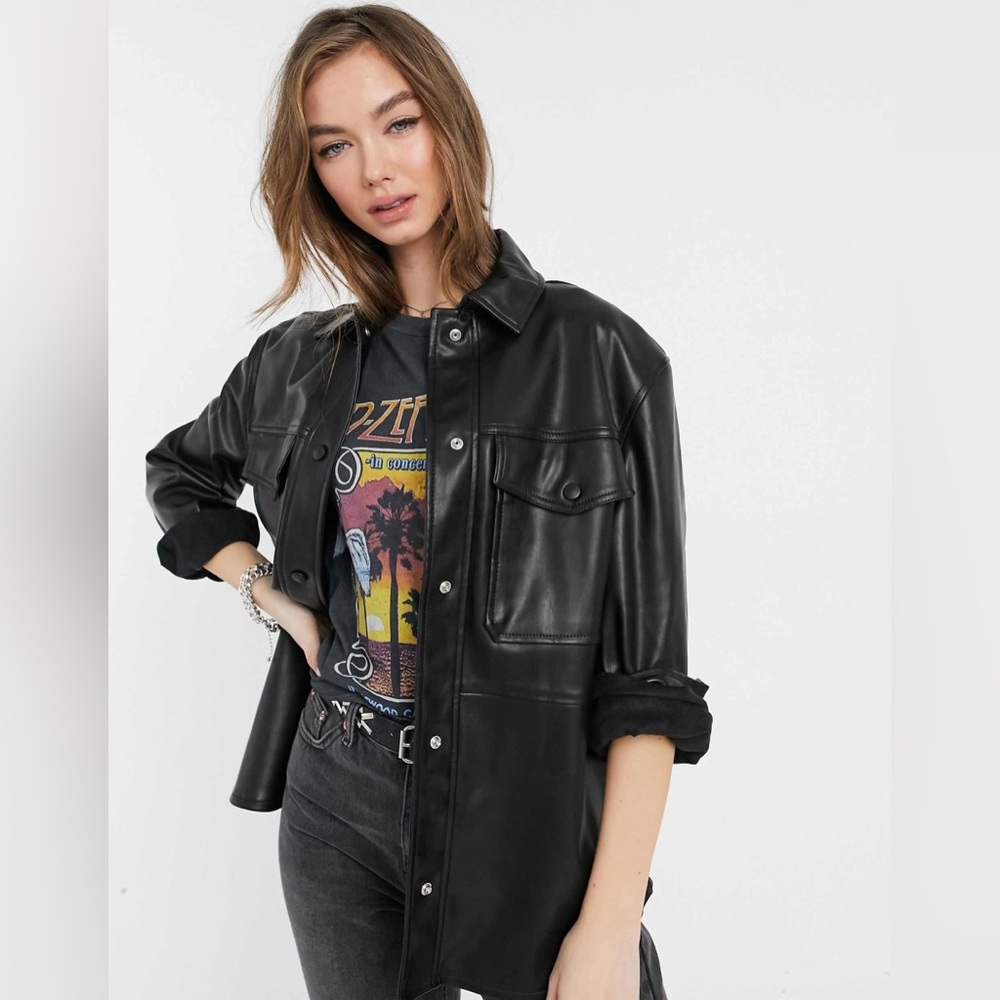 EUC ASOS Leather Button Up
